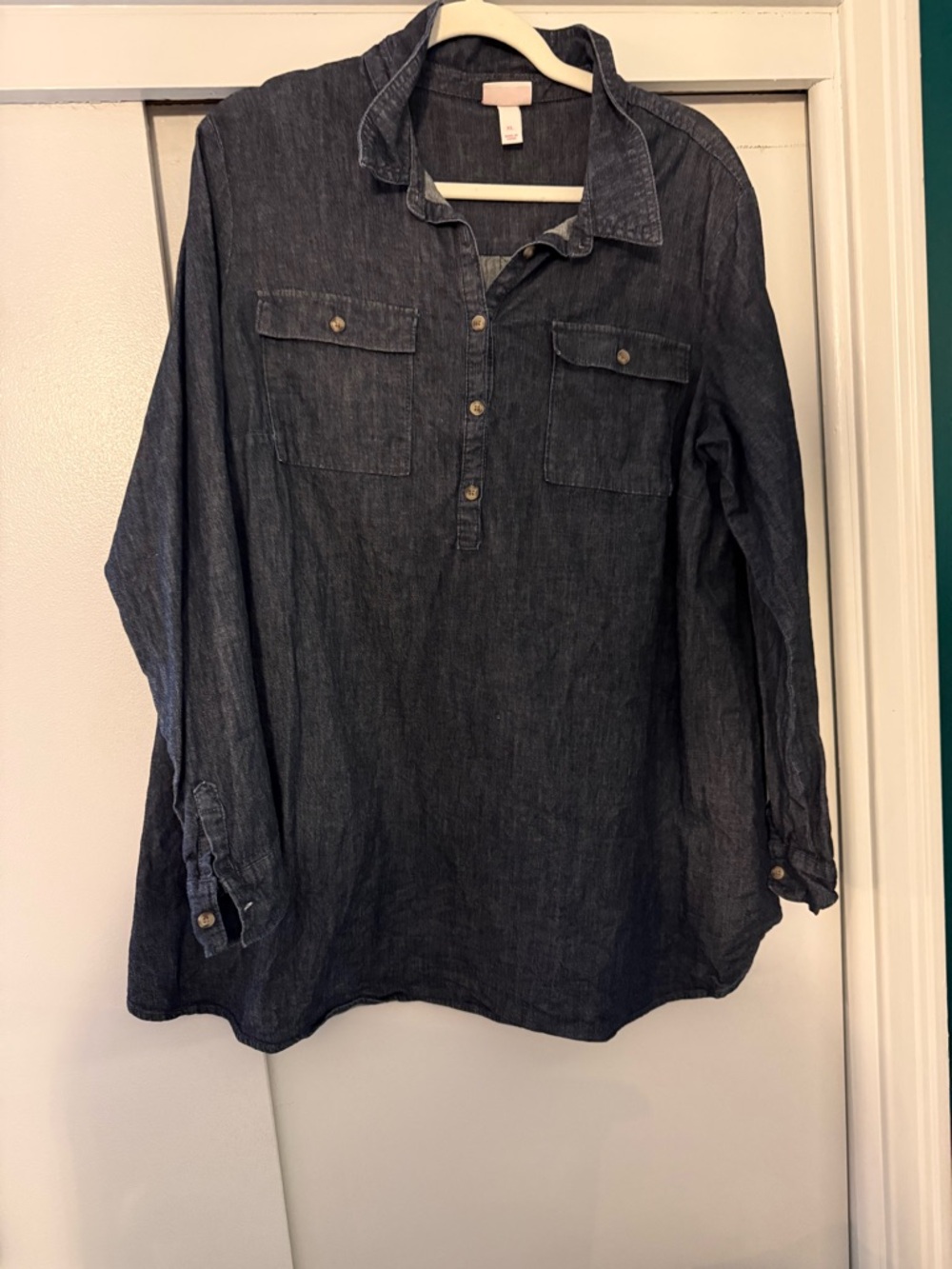 Dark Denim Tunic Shirt - Button Front
